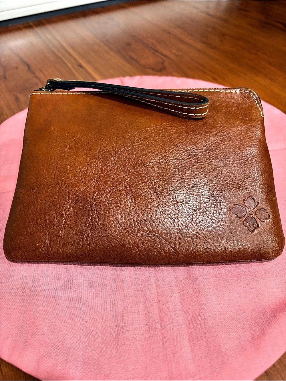 Patricia Nash Leather Wristlet Clutch in Brown